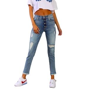 Revice Button Fly Sweet Monday Wash High Rise Distressed Jeans in size 26